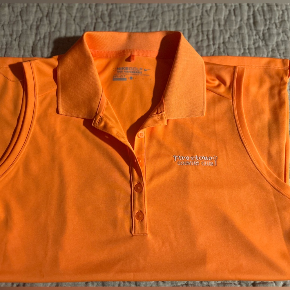 Nike Bright Orange Women's Golf Shirt with Firestone Country Club Logo